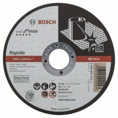 Абразивный отрезной диск по металлу прямой по нержавеющей стали	BOSCH	125х1,0х22 мм (2.608.602.221) Bosch -18