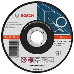 Абразивный отрезной диск по металлу прямой	BOSCH	125х1,6х22 мм (2.608.600.219) Bosch -18