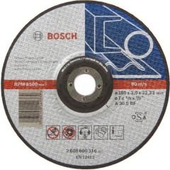 Абразивный отрезной диск по металлу вогнутый	BOSCH	180х3,0х22 мм (2.608.600.316) Bosch -18