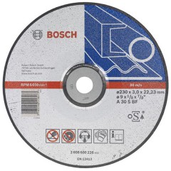 Абразивный отрезной диск по металлу вогнутый	BOSCH	230х3,0х22 мм (2.608.600.226) Bosch -18