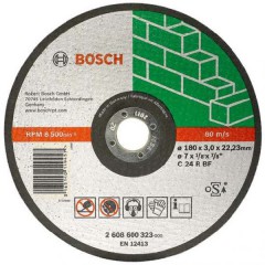 Абразивный отрезной диск по камню прямой	BOSCH	180х3,0х22 мм (2.608.600.323) Bosch -18