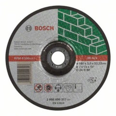 Абразивный отрезной диск по камню вогнутый	BOSCH	180х3,0х22 мм (2.608.600.317) Bosch 2.608.600.317