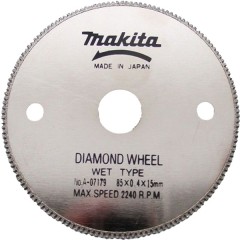 Диск алмазный сплошной для мокрого реза по мрамору	Makita	85х15мм (A-07179) Makita A-18