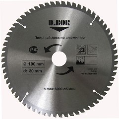 Пильный диск по алюминию и пластику	D.BOR	190х30/25,4 мм D.BOR 9k-411905405d