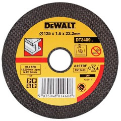 Абразивный отрезной диск по металлу прямой	DeWALT	125х1,6х22 мм (DT 3409) Dewalt -18