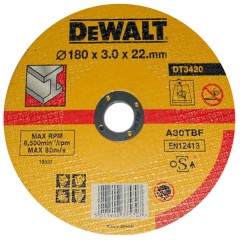 Абразивный отрезной диск по металлу прямой	DeWALT	180х3,0х22 мм (DT 3420) Dewalt -18