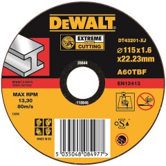 Абразивный отрезной диск по металлу прямой	DeWALT	115х1,6х22 мм (DT 43201) Dewalt -18
