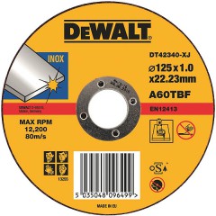 Абразивный отрезной диск по нержавеющей стали	DeWALT	125х1,0х22 мм (DT 42340) Dewalt -18