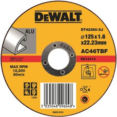 Абразивный отрезной диск по алюминию	DeWALT	125х1,6х22 мм (DT 42360) Dewalt -18