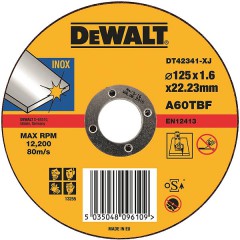 Абразивный отрезной диск по нержавеющей стали	DeWALT	125х1,6х22 мм (DT 42341) Dewalt -18