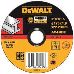 Абразивный отрезной диск по металлу прямой	DeWALT	125х1,6х22 мм (DT 43301) Dewalt -18